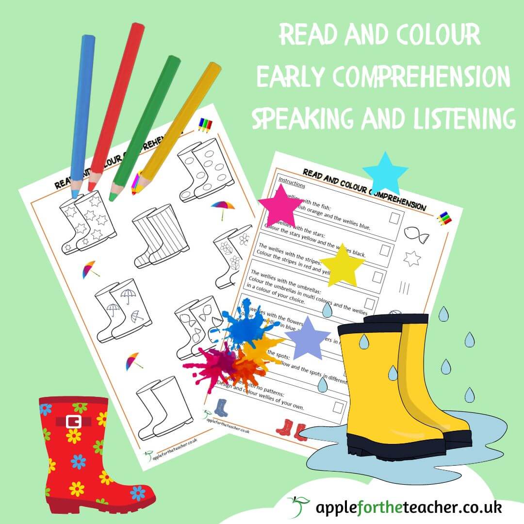 Read and Colour Early Comprehension Wellies